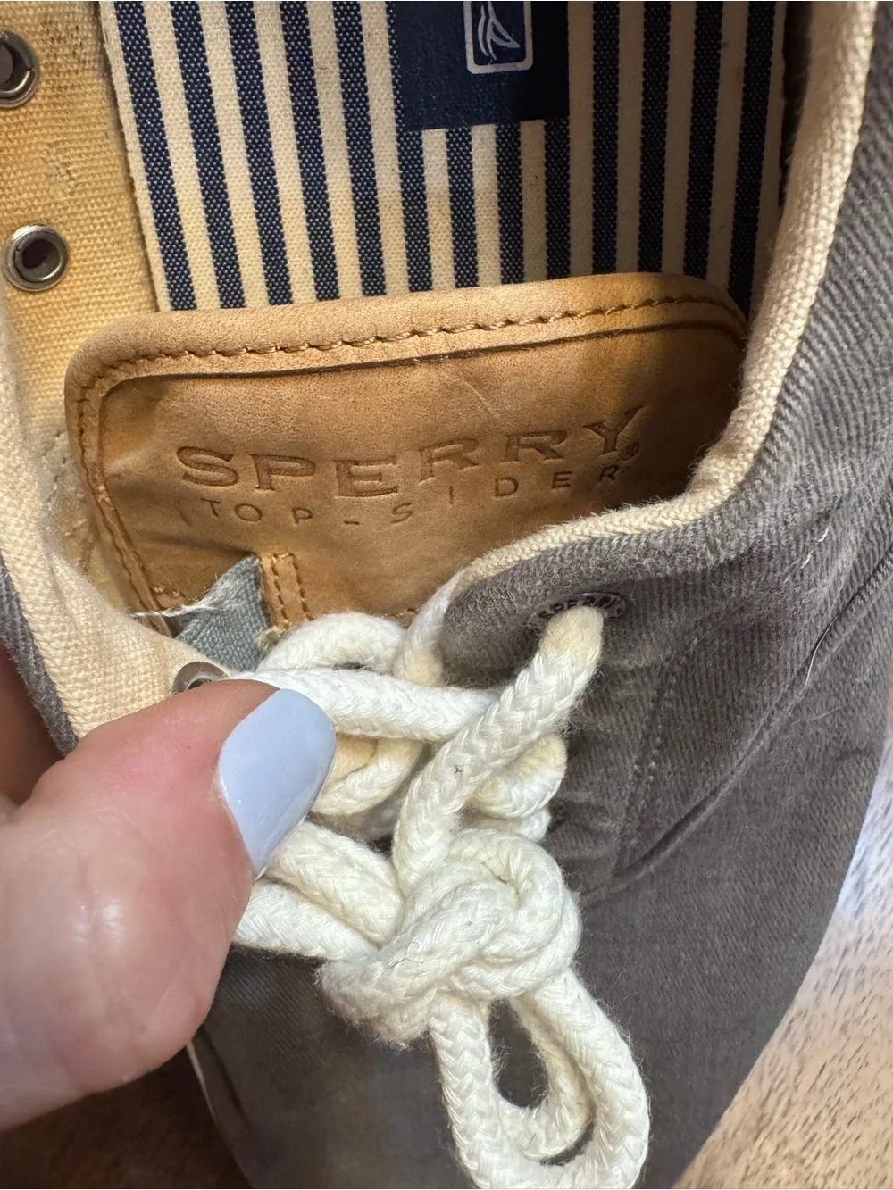 Sperry Top-Sider Mens 13M Gray Canvas Sneakers Deck Boat Shoes Lace Up-0150